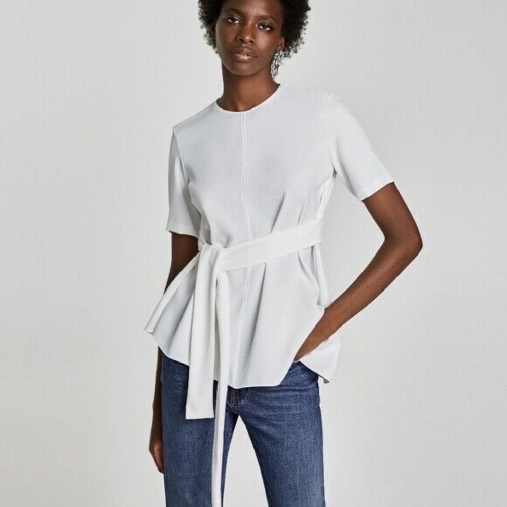 Zara Asymmetrical Self-Belted Top